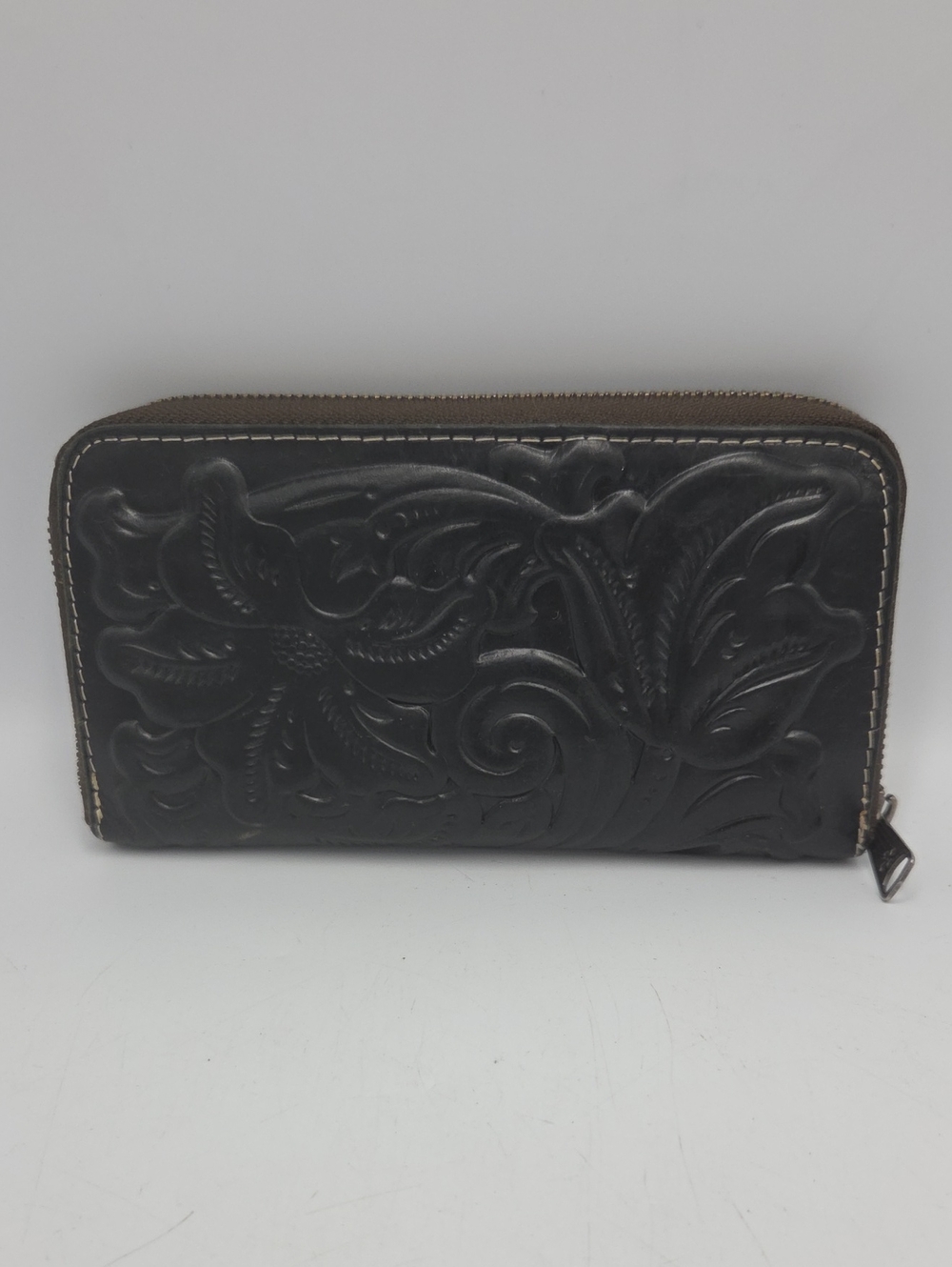 Patricia Nash Embossed Floral Zip-Around Leather Wallet